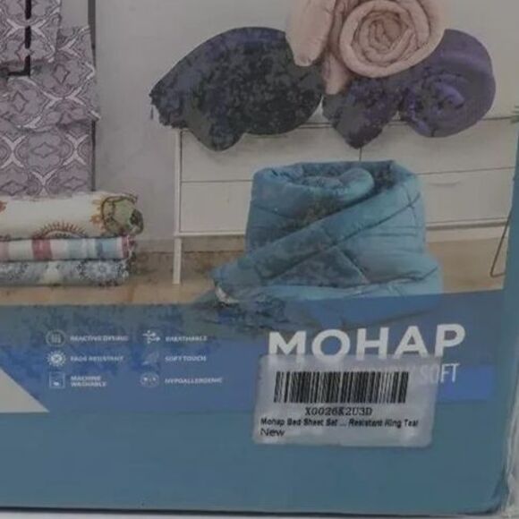 Mohap Bed Sheet Set 4 Piece Double Brushed Microfiber Sheet Set ~ King Size Teal - Picture 3 of 8